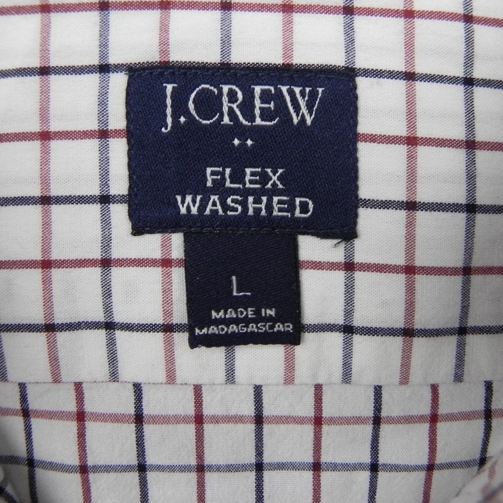 J.Crew Button Up Shirt Mens L Slim Flex Washed Check Long Sleeve Pocket